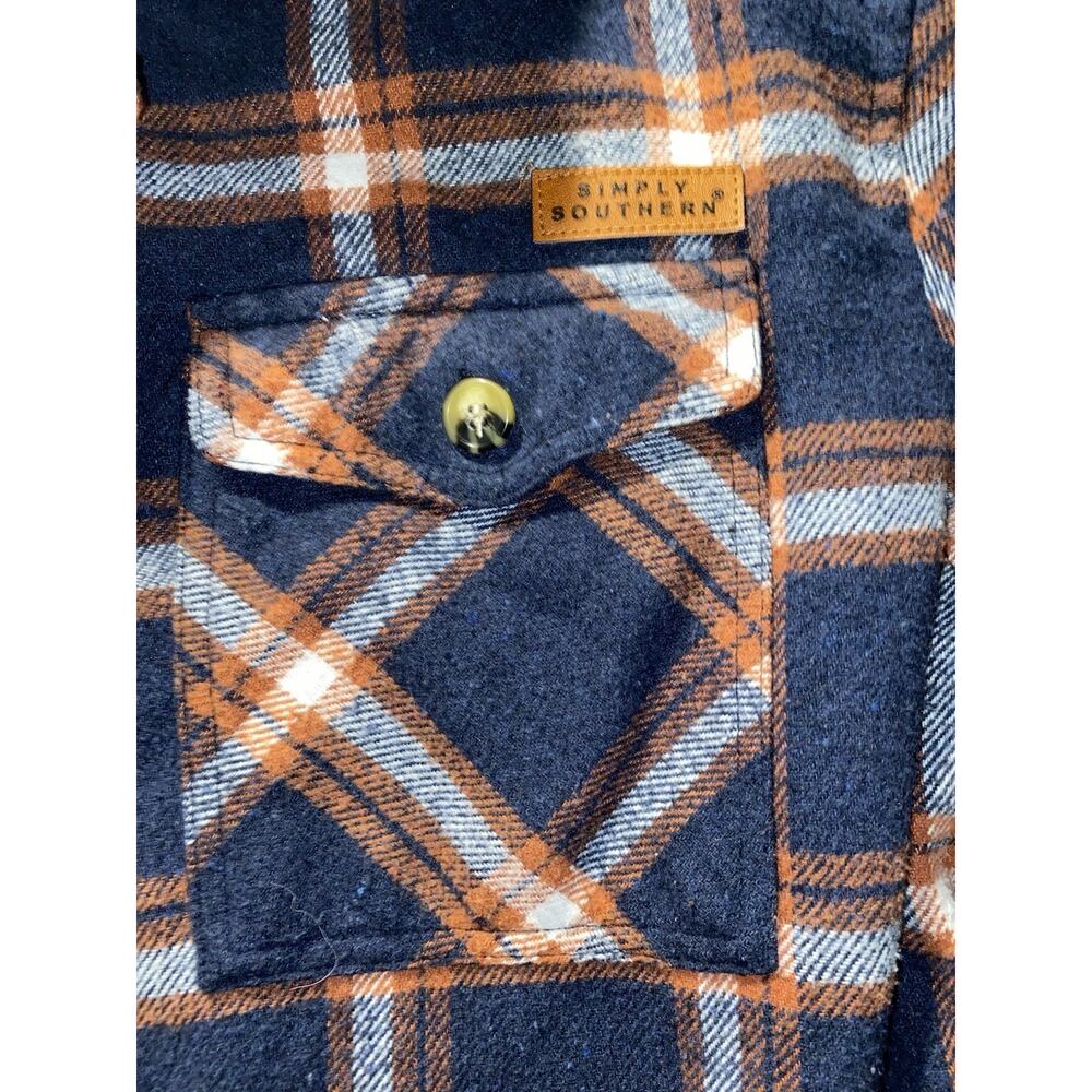 Simply Southern Womens Medium Sherpa Lined Flannel Shirt Jacket Shacket - Picture 3 of 12